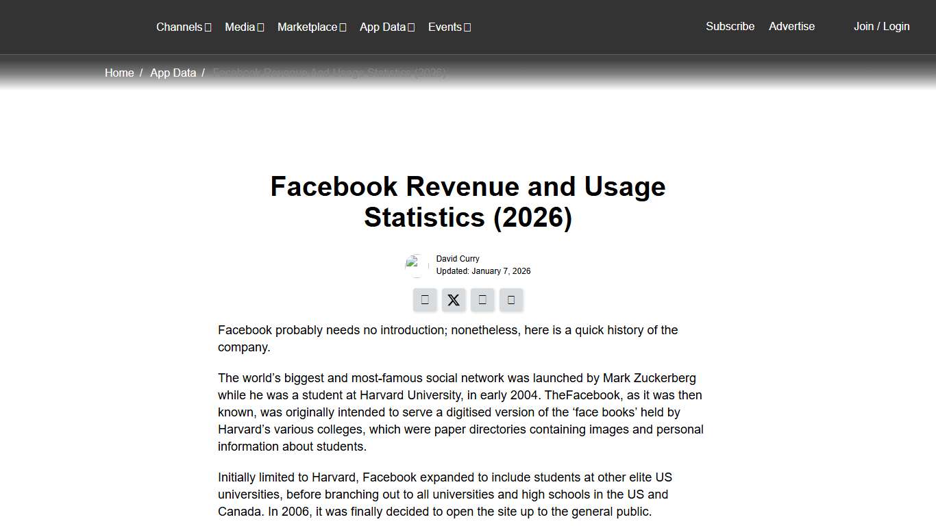 Facebook Revenue and Usage Statistics (2026) - Business of Apps